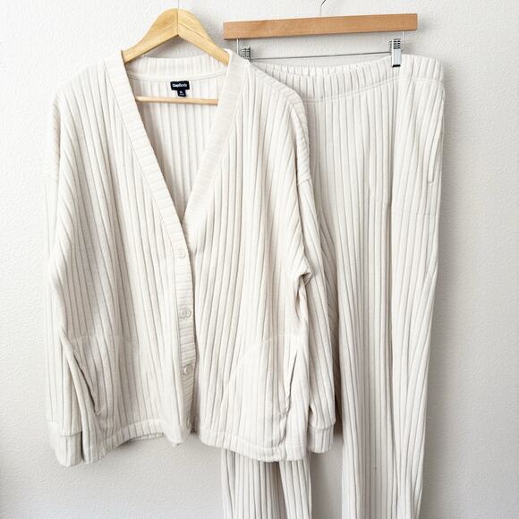 GAP BODY | Cozy Rib PJ Cardigan Top + Pants Bottoms Lounge Wide Ribbed | XL - Picture 2 of 13